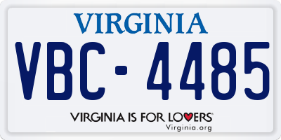 VA license plate VBC4485