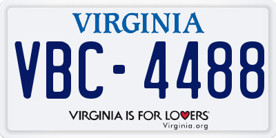 VA license plate VBC4488