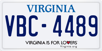 VA license plate VBC4489