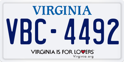 VA license plate VBC4492