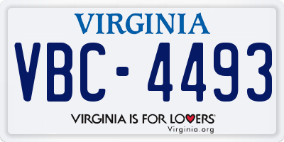 VA license plate VBC4493