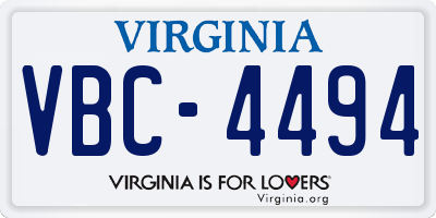 VA license plate VBC4494
