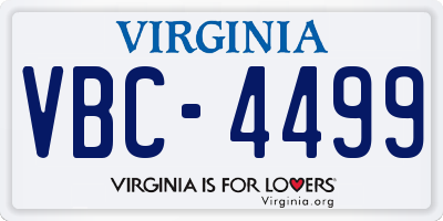 VA license plate VBC4499