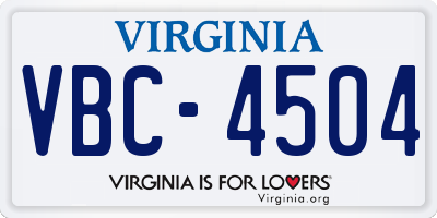 VA license plate VBC4504