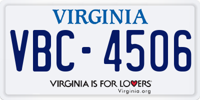 VA license plate VBC4506