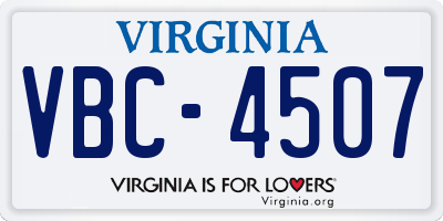 VA license plate VBC4507