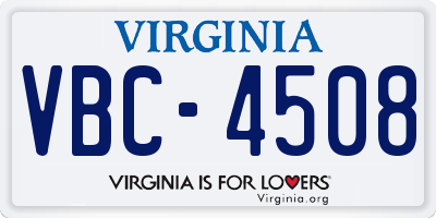 VA license plate VBC4508