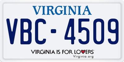 VA license plate VBC4509