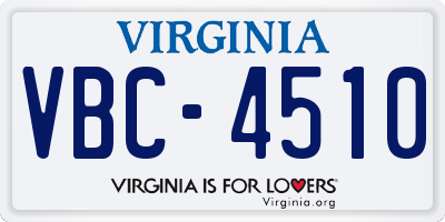 VA license plate VBC4510