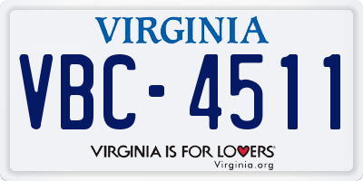 VA license plate VBC4511