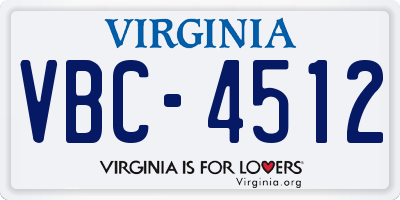 VA license plate VBC4512