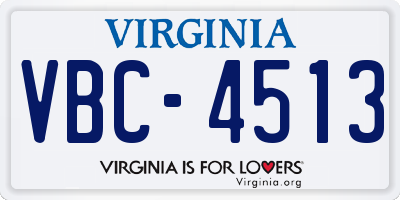 VA license plate VBC4513
