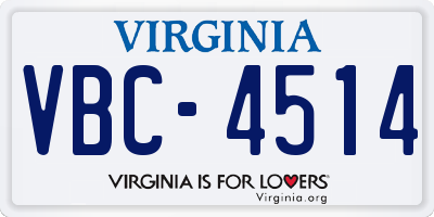 VA license plate VBC4514
