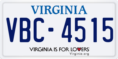 VA license plate VBC4515