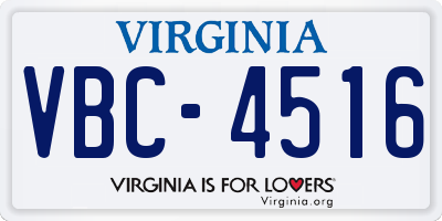 VA license plate VBC4516