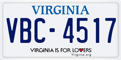 VA license plate VBC4517