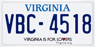 VA license plate VBC4518