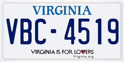 VA license plate VBC4519
