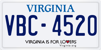 VA license plate VBC4520