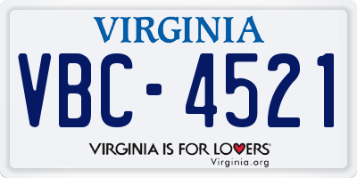 VA license plate VBC4521