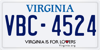 VA license plate VBC4524