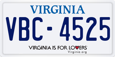 VA license plate VBC4525