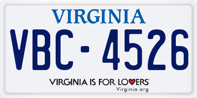 VA license plate VBC4526