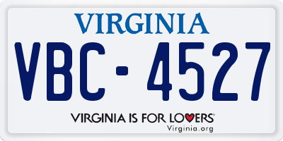 VA license plate VBC4527
