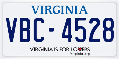 VA license plate VBC4528