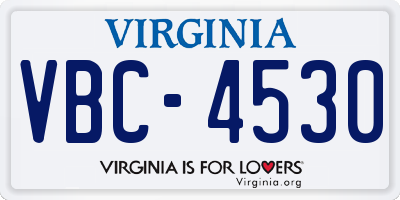 VA license plate VBC4530