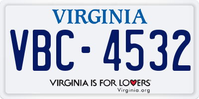VA license plate VBC4532