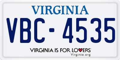 VA license plate VBC4535