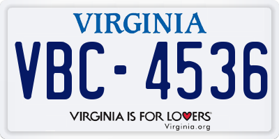 VA license plate VBC4536