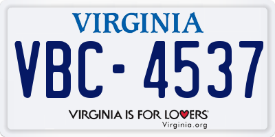VA license plate VBC4537