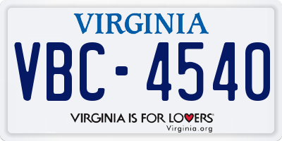 VA license plate VBC4540