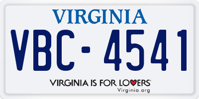 VA license plate VBC4541