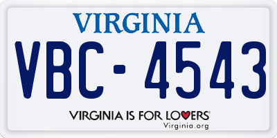 VA license plate VBC4543