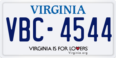 VA license plate VBC4544