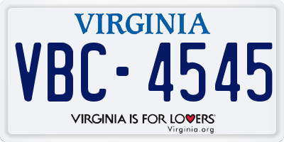 VA license plate VBC4545