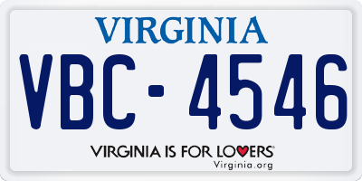VA license plate VBC4546