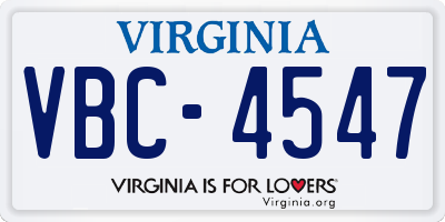 VA license plate VBC4547
