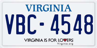 VA license plate VBC4548
