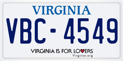 VA license plate VBC4549