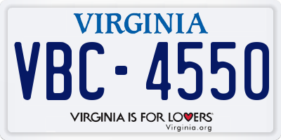 VA license plate VBC4550