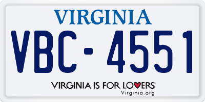 VA license plate VBC4551