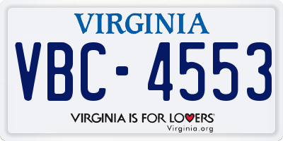 VA license plate VBC4553