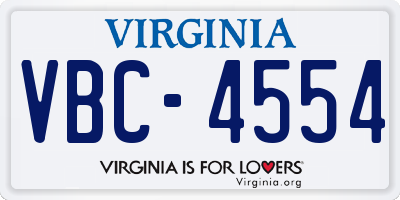 VA license plate VBC4554