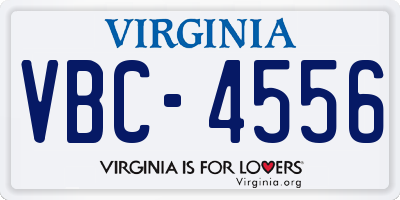 VA license plate VBC4556