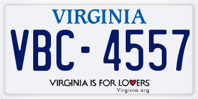 VA license plate VBC4557