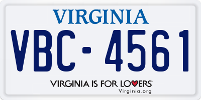 VA license plate VBC4561
